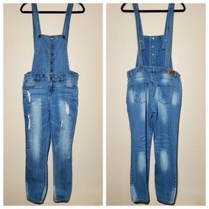Life in Progress Denim Distressed Overalls Size 28